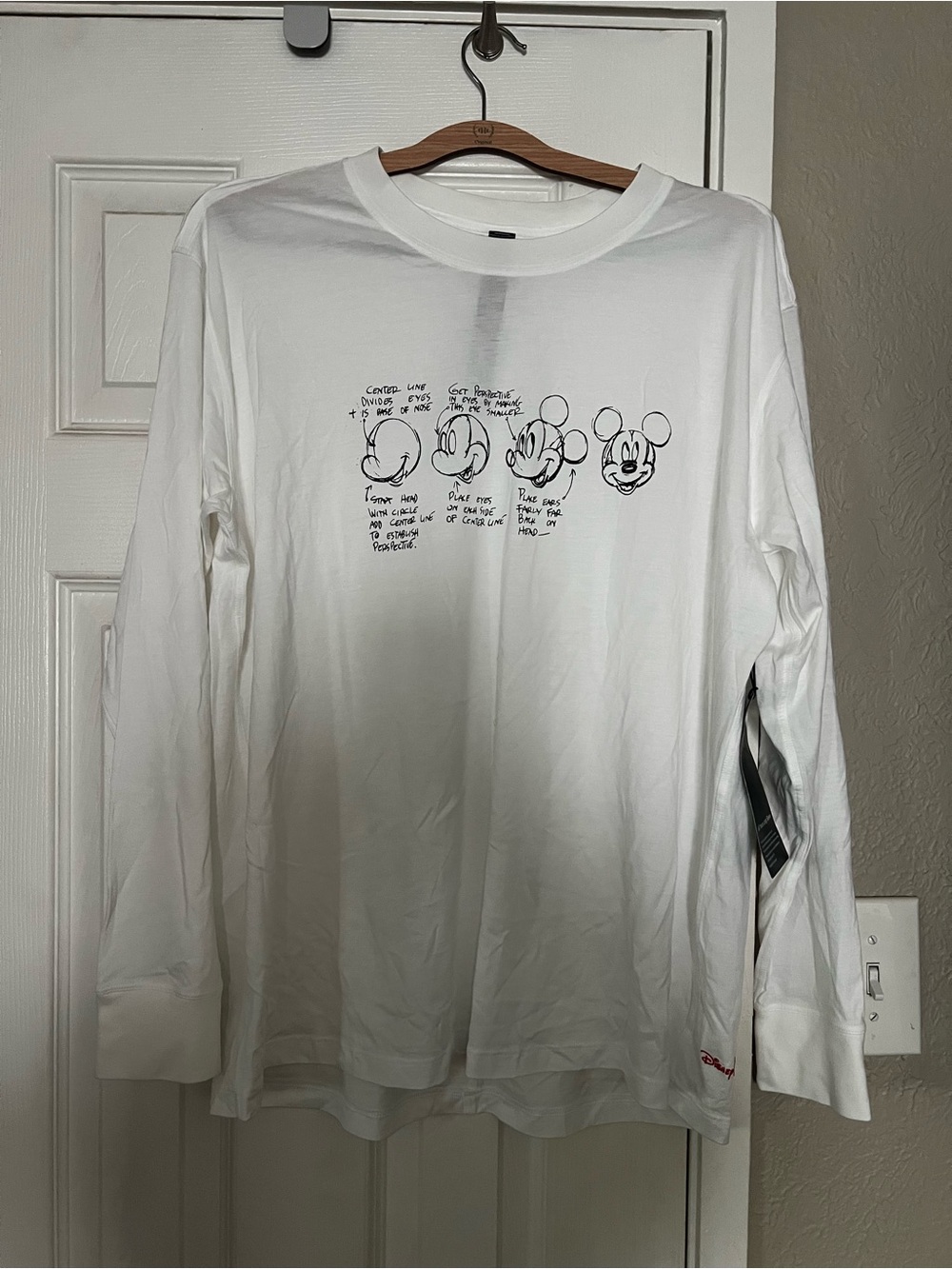 lululemon athletica Disney White Long Sleeve Tee with Black Mickey Sketch Faces